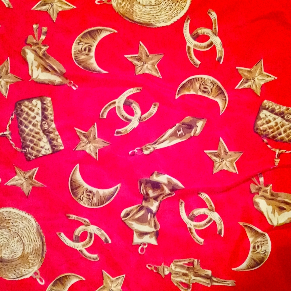 Chanel silk red scarf